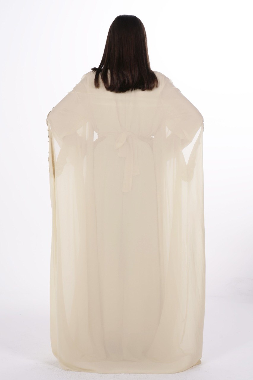 Hand-worked Gold Trim Chiffon Kaftan