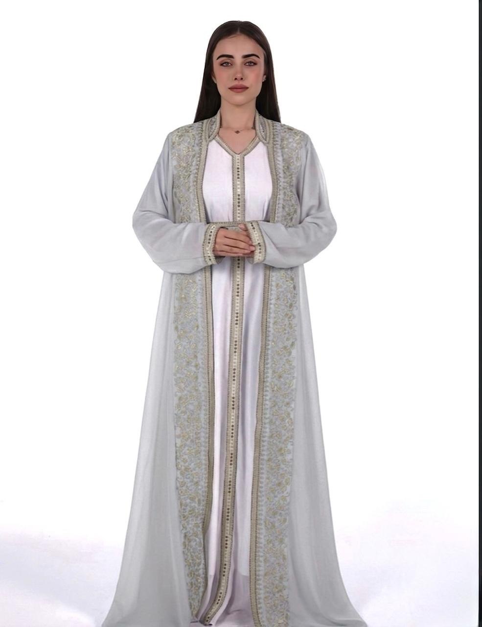 Elegant Kaftan with Golden Embroidery with Belt