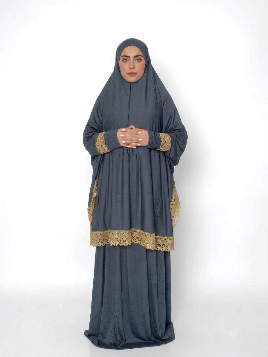 طقم صلاة من قطعتين من الليكرا مع دانتيل